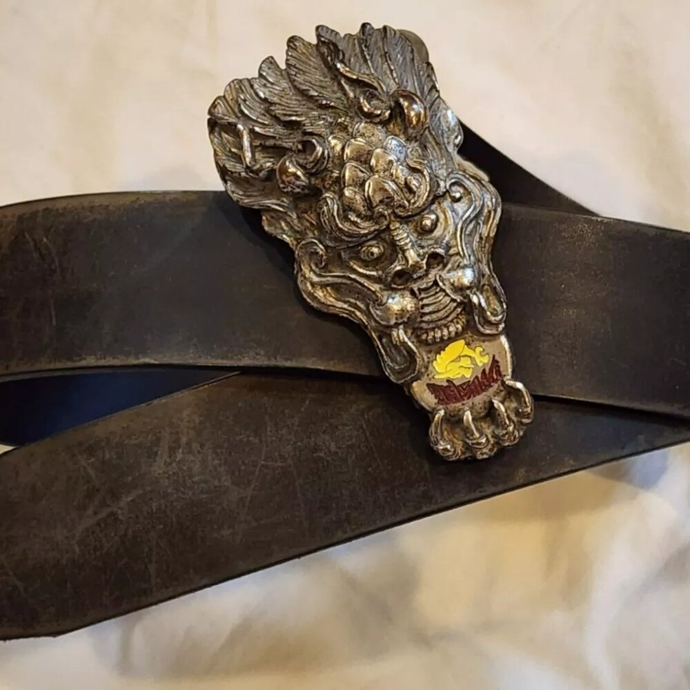 DIESEL Vintage RARE Dragon Belt 100% Leather Unisex Sz105/38"-40" Made in ITALY